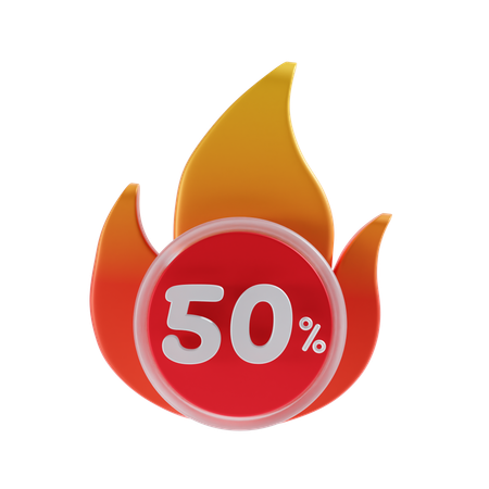 50 pourcent  3D Icon