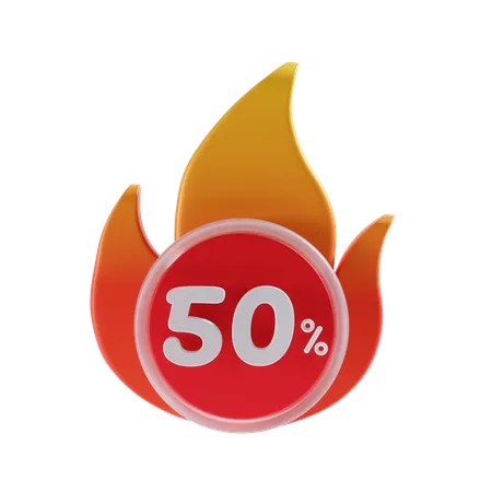 50 pourcent  3D Icon