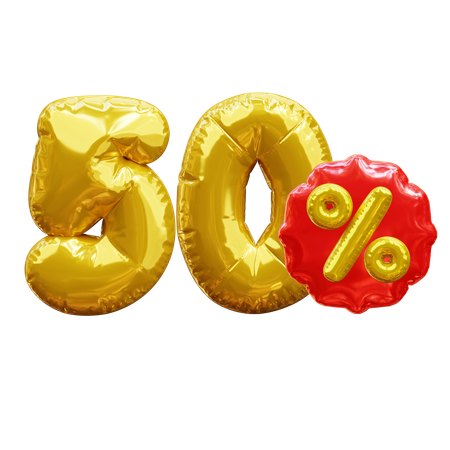 50 pourcent  3D Icon