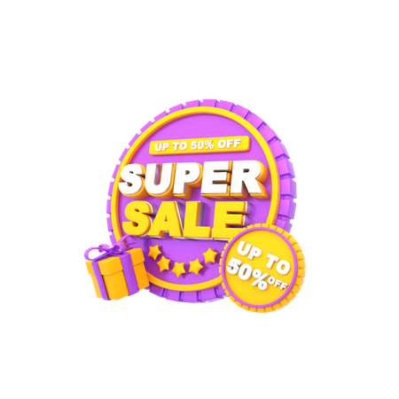 50 Present Super Sale Announcement  3D Icon