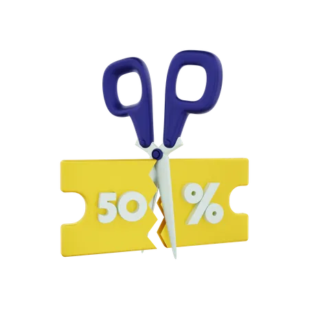 50% Rabatt-Gutschein  3D Illustration