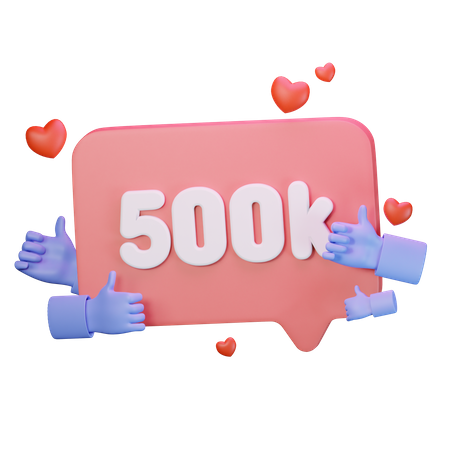 500K Love Like Followers  3D Icon