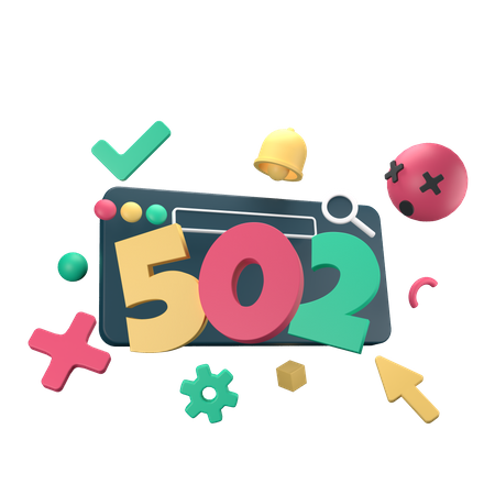 502 Bad Gateway Error  3D Icon