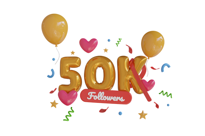 50K Follower  3D Icon