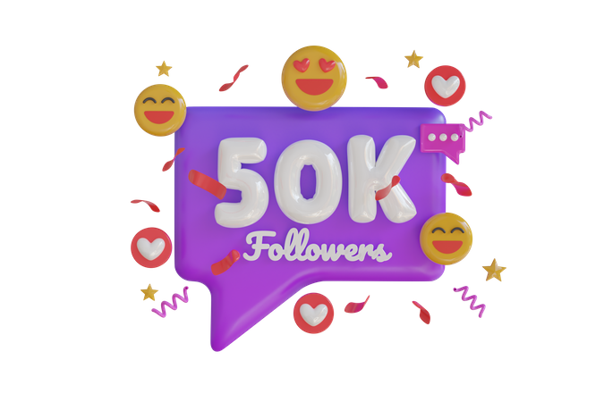 50k Followers  3D Icon