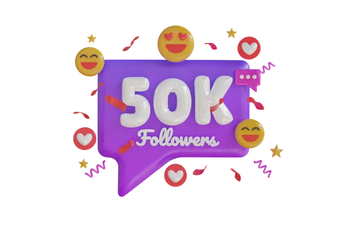 50k Followers  3D Icon