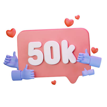 50.000 Follower mit „Gefällt mir“  3D Icon