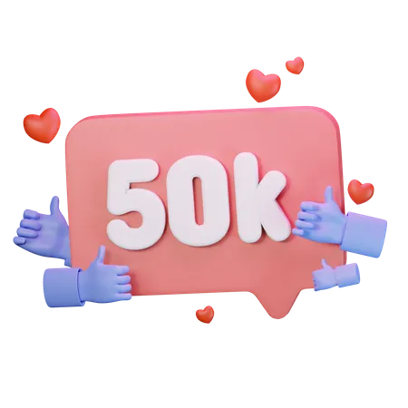 50.000 Follower mit „Gefällt mir“  3D Icon