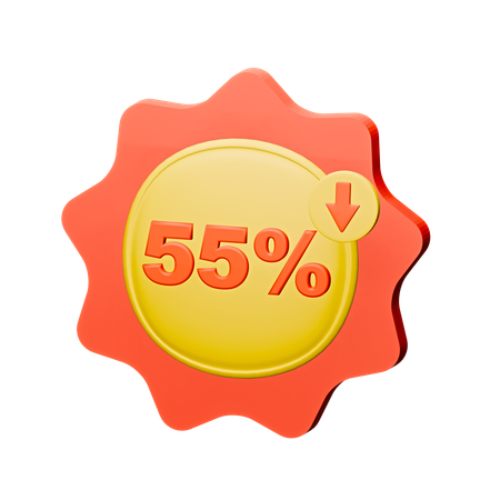 55% Discount Badge  3D Icon