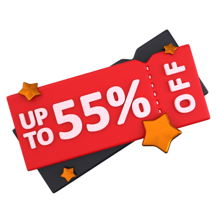 55 Discount Coupon  3D Icon