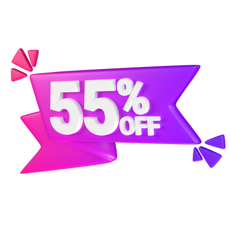 55% Discount Tag  3D Icon