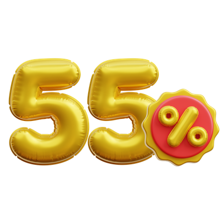 55 Percent  3D Icon