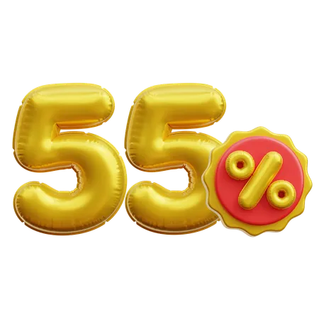 55 Percent  3D Icon
