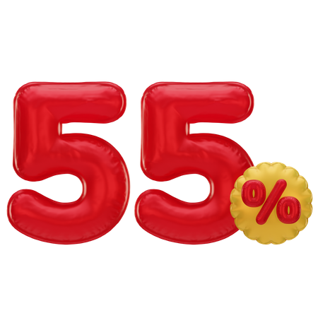 55 Percent Discount  3D Icon