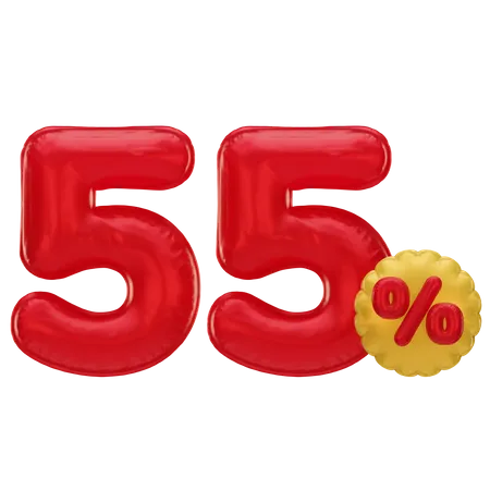 55 Percent Discount  3D Icon