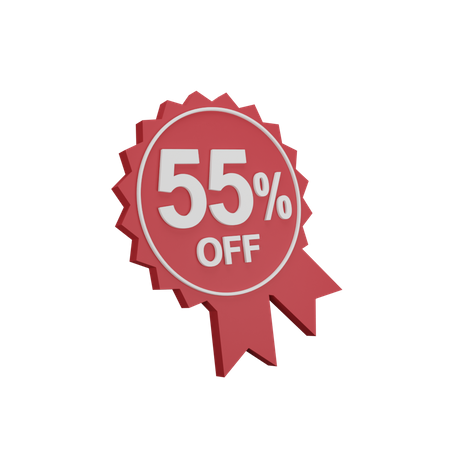 55 Percent Discount Badge  3D Icon