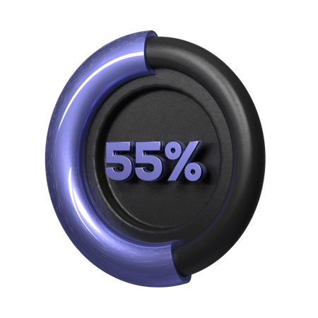 55 Percent Pie Chart  3D Illustration