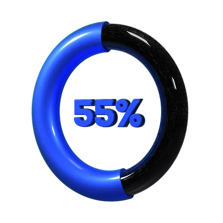 55 Percent Pie Chart  3D Illustration