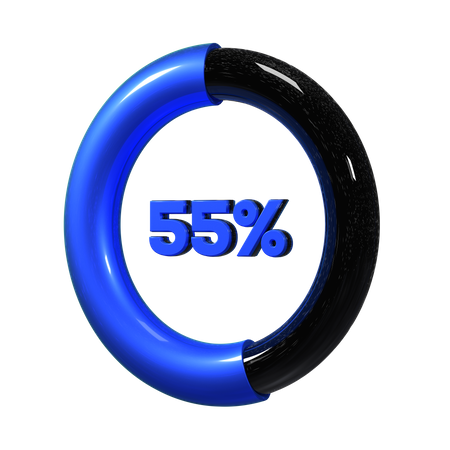 55 Percent Pie Chart  3D Illustration