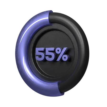 55 Percent Pie Chart  3D Illustration