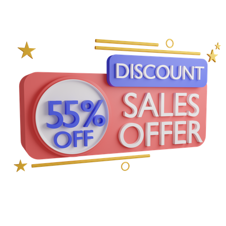 55 Percentage Sales Offer  3D Icon