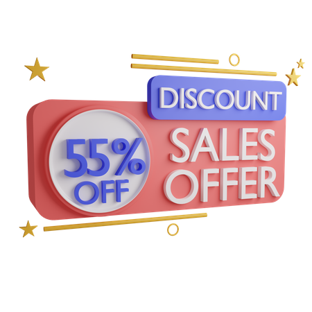 55 Percentage Sales Offer  3D Icon