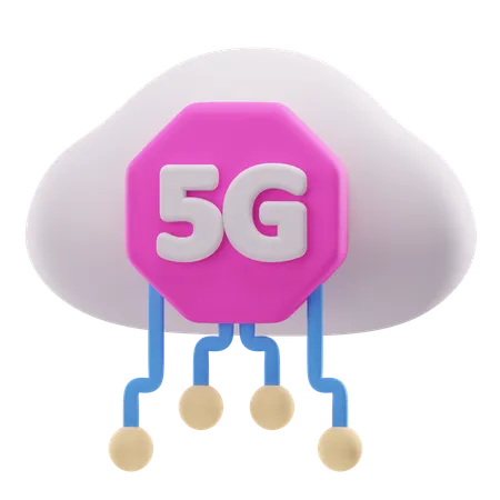 5G Cloud  3D Icon