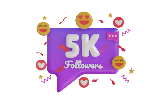 5k Follower  3D Icon