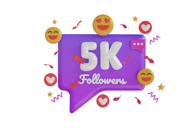 5k Followers  3D Icon