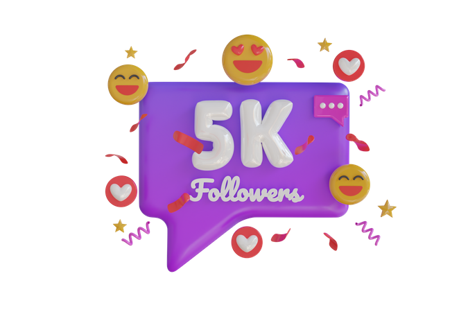 5k seguidores  3D Icon