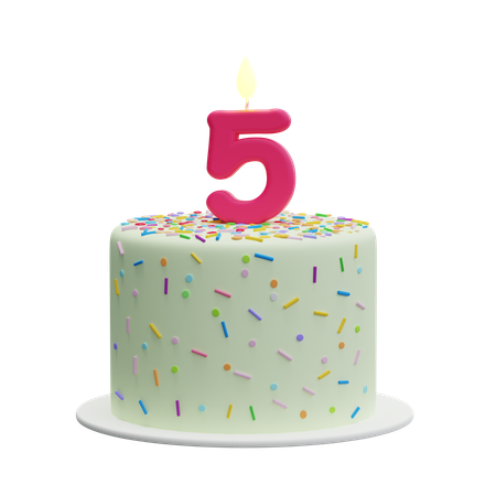 5th Birthday Cake  3D Icon