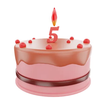 5th Birthday Cake  3D Icon