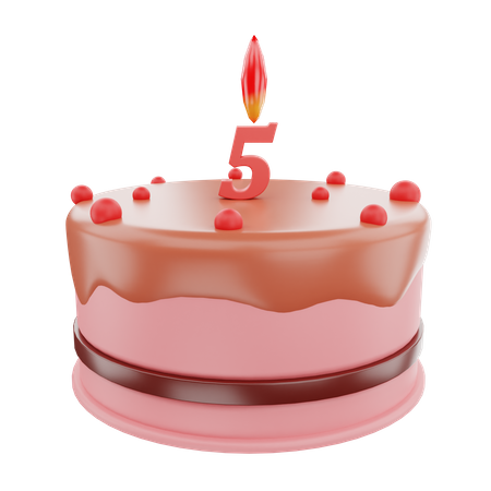 5th Birthday Cake 3D Icon