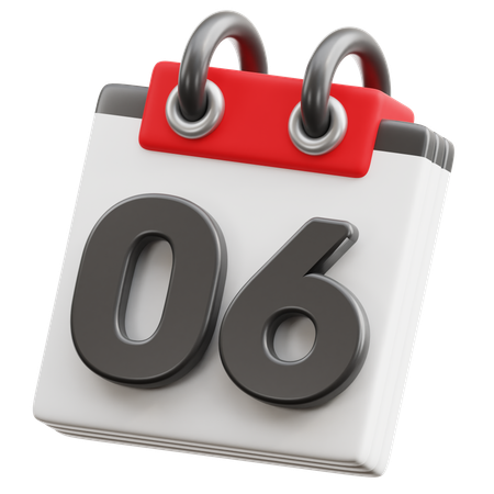 달력 날짜 6  3D Icon