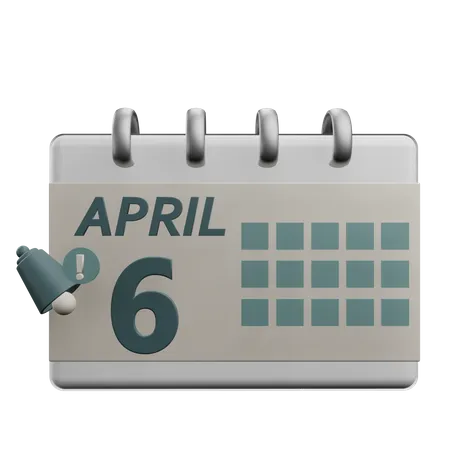 6 April  3D Icon