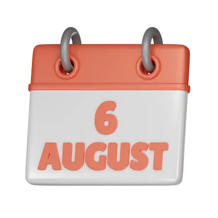 6 August  3D Icon