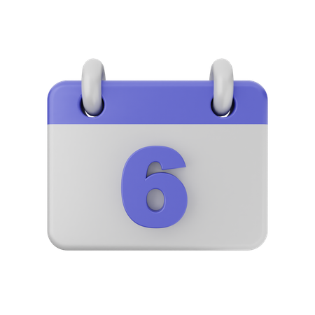 Calendário de 6 datas  3D Icon