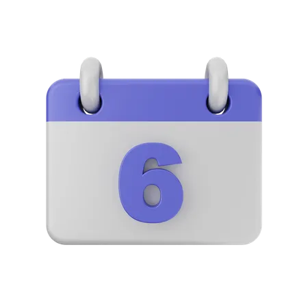 Calendário de 6 datas  3D Icon