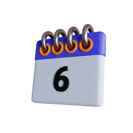 6 Date  3D Icon