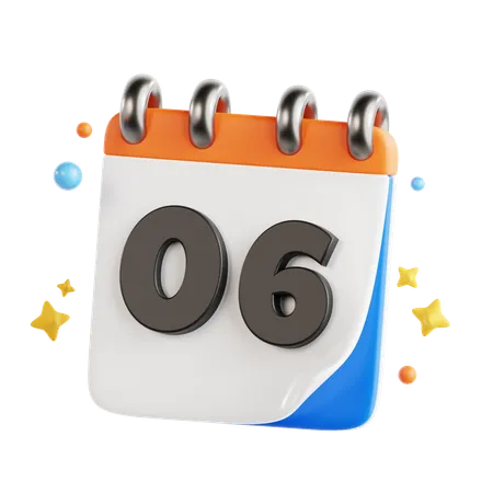 6 Date  3D Icon