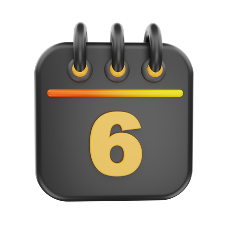 6 Date  3D Icon