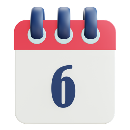 6 Date  3D Icon