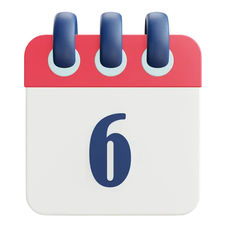 6 Date  3D Icon