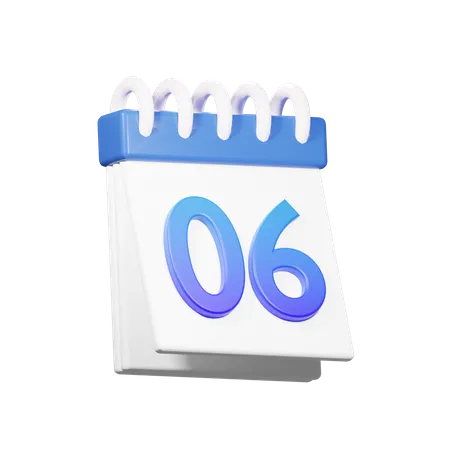 6 Date  3D Icon