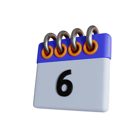 Day 6 Calendar With Day Off And Holiday Options With Normal And Isometric Views 3D Icon