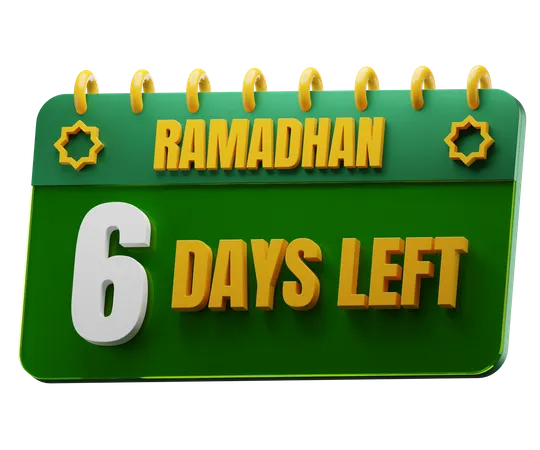 6 Days Left to Ramadan  3D Icon