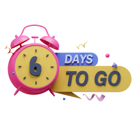 6 Days To Go  3D Icon