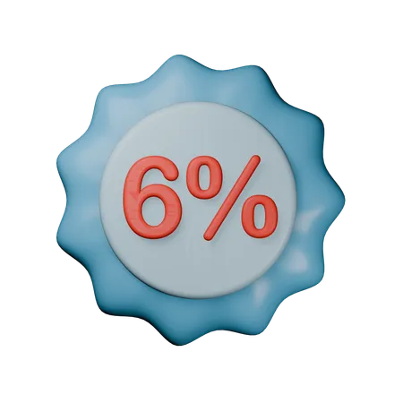 6% Discount Badge  3D Icon