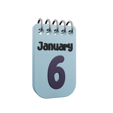 Calendario del 6 de enero  3D Icon