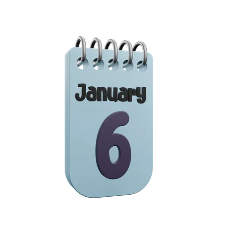 Calendario del 6 de enero  3D Icon